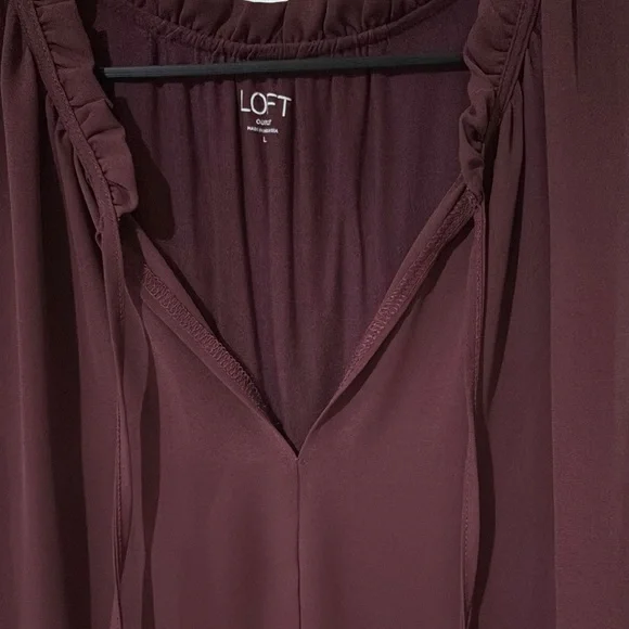 LOFT outlet Burgundy Tie Front Blouse - Picture 4 of 5